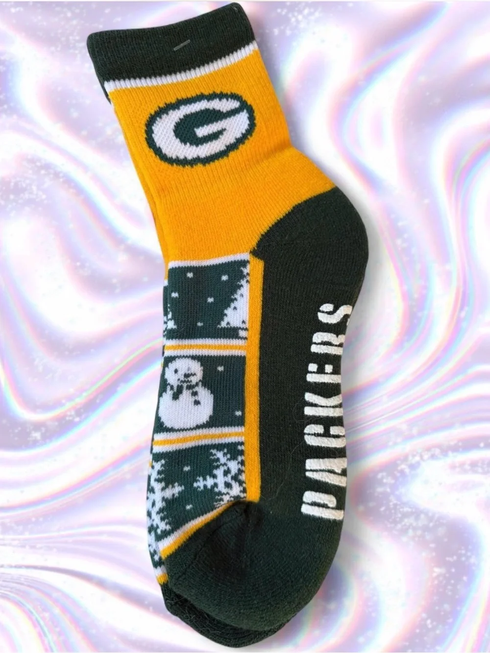 Green & Gold Team Logo Holiday Socks - Men